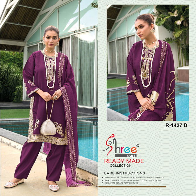 R 1427 By Shree Viscose Roman Silk Pakistani Readymade Suits Wholesale Online